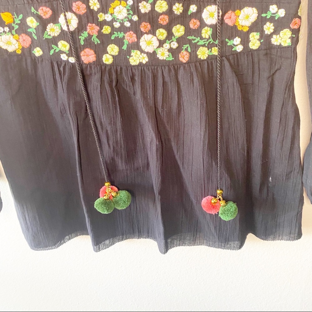 TORY BURCH  Black Embroidered Pom Tunic - Picture 3 of 9